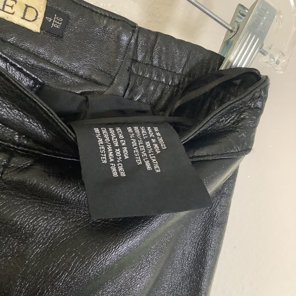 Excelled Vintage 90s 100% Leather Punk Grunge Biker Chic Motorcycle Pants Sz 4 - Picture 5 of 6